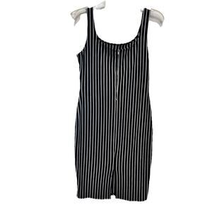 Popular Basics Dress Size Large Black And White Stripes Bodycon Dress Y2K